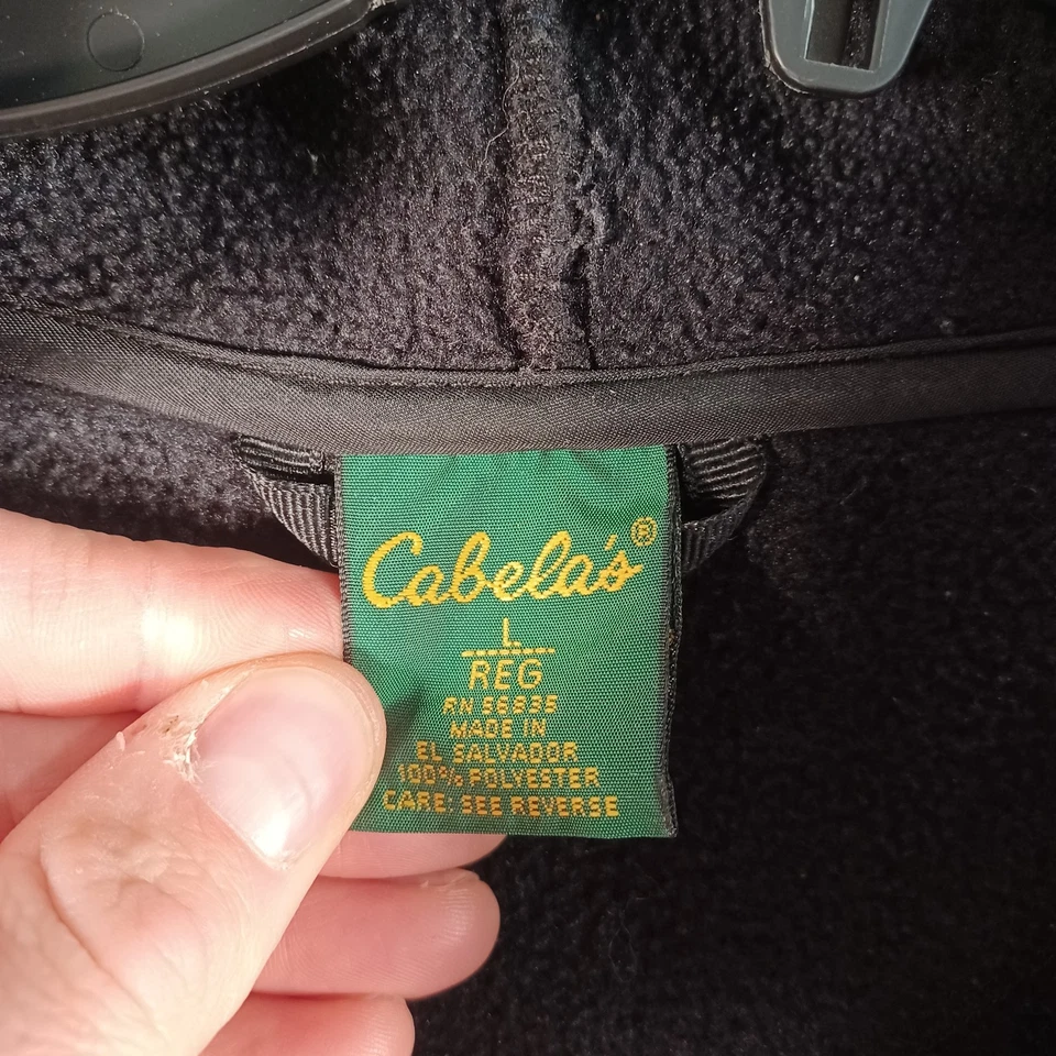Cabelas Hombres Negro Cremallera Completa Sudadera con Capucha Chaqueta Talla Grande Cremallera Bolsillos Cuello Cordón Foto 3 de 4