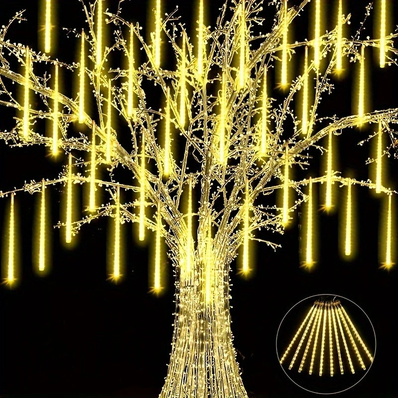 30/50CM LED Meteor Shower Lights 8 Tubes Falling Rain Icicle Party Outdoor Decor - Image 2 of 4