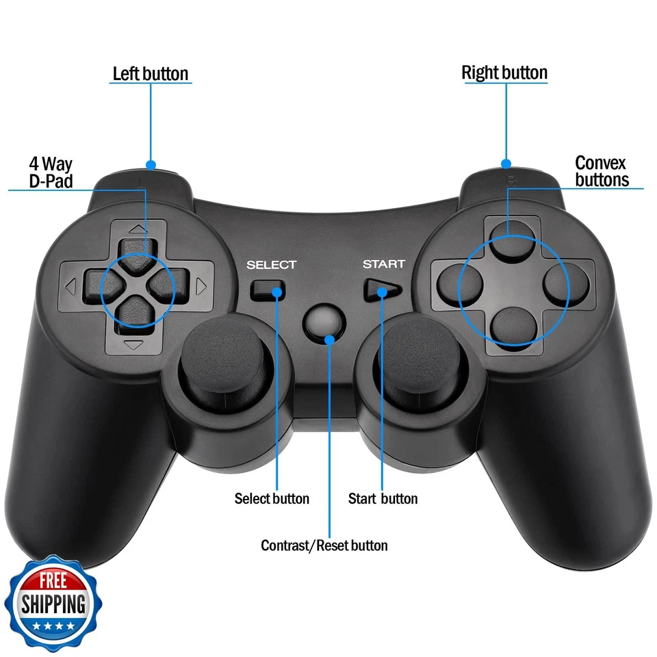 Ceozon PS3 Controller Wireless 2 Pack Gamepad Compatible for PS3 Remote Joyst - Image 2 of 4