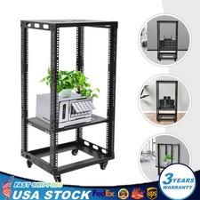 18U 18.5" 4 Post Open Frame Network Server Rack Adjustable Partition 0-31.5''