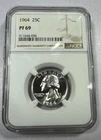1964 25c NGC PF69 PROOF WASHINGTON QUARTER PF 69