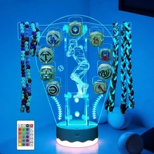Light Up Baseball Ring Holder, 16 Colors 3D LED Lights Acrylic Championship Ring