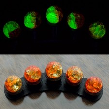 5, 14mm - 9/16 UV Reactive Uranium Glass Vaseline / Orange Marbles With Stand