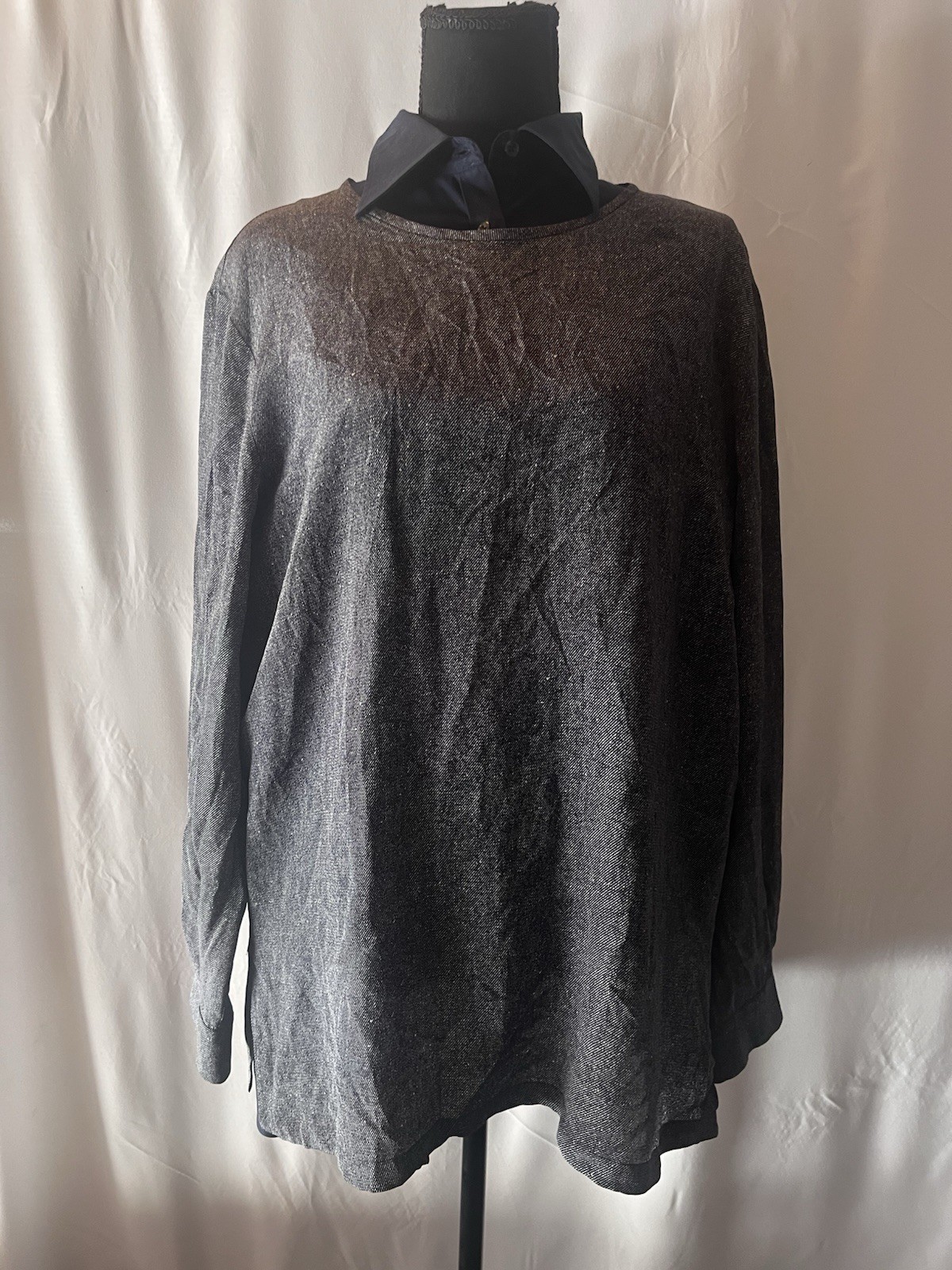 Max Mara Button Loop Close Heathered Navy Women’s… - image 1