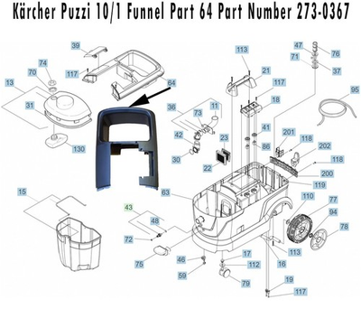 #ad Karcher Puzzi 10 1 Replacement Funnel Part 64 Part Number 273 0367 $41.28