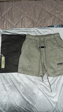 Essentials Fear of God Men s Gray Fleece Sweat Shorts, Drawstring, Pockets, Logo