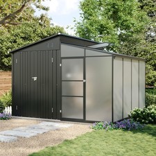 Metal Garden Shed Outdoor Storage W/ Greenhouse Sunroom Shelter Tools House UK