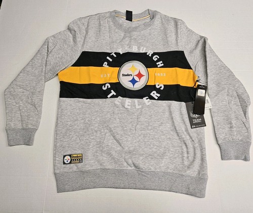 NFL Team Apparel Pittsburgh Steelers Grey Crewneck Sweatshirt / Men's Medium - Picture 1 of 5