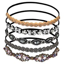 5pcs Elastic Beaded Headbands, Jewels Hairbands Hat classic multicolor c