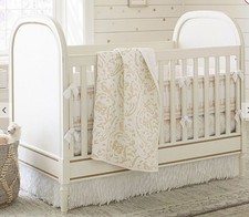 NWT Pottery Barn Baby Overlapping Petals Crib Skirt White 28" x 52" jb 