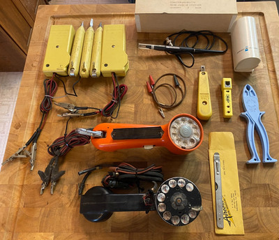 Vintage Telephone Lineman's Tool Lot, Bell System, Aircom, Buss, Hewlett Packard
