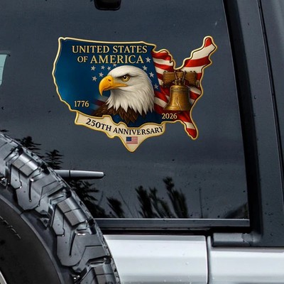 USA 250th Anniversary 1776-2026 USA Map Eagle Liberty Bell Patriotic Vinyl Decal