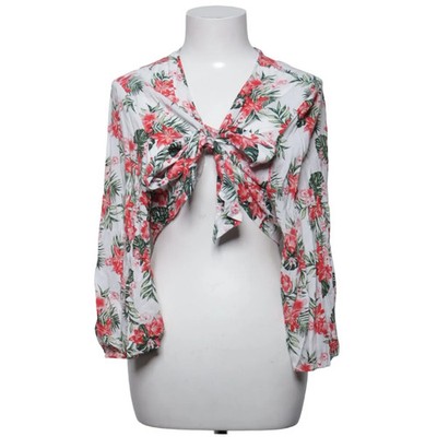 Primark, Wickeltop, Größe: 48, Weiß/Rot/Grün, Viskose, Blumen, Damen #aE1
