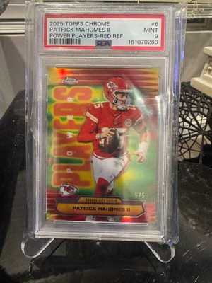 2025 Topps Chrome Patrick Mahomes RED 5/5 Power Players PP-6 SSP PSA 9! POP 1!