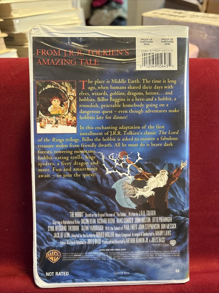 The Hobbit (VHS, 2001, Clamshell) Warner Bros. Tolkien Lord Of The Rings Foto 2 de 3