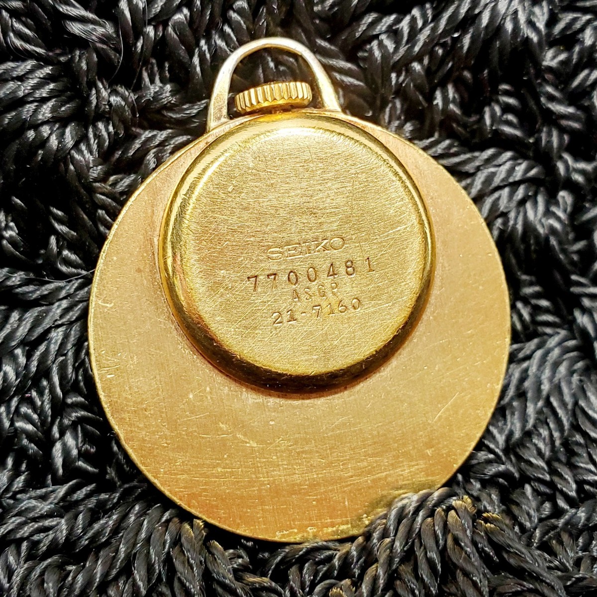 Vintage SEIKO 1970 White Gold Plated Mechanical 21-7160 Pendant