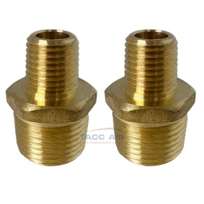 2PC Brass Pipe Reducer Nipple Fitting 1/2'' NPT x 1/4'' NPT Male Adapter Increaser