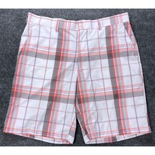 Men's 36 PGA TOUR Pro Series Golf Shorts Plaid Flat Front Polyester