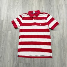 Brooks Brothers Polo Shirt Men's Large Red White Striped Performance Slim Fit