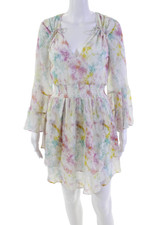 Tigerlily Women's V-Neck Long Sleeves Tie Dye Tiered Mini Dress Sie 4