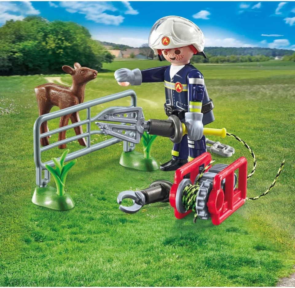 Playmobil 71467 Action Heroes: Firefighting Mission: Animal Rescue, (US ...