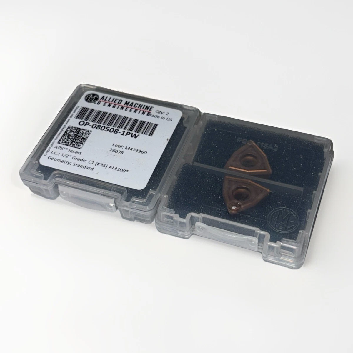 2x Allied Machine OP-080508-PW AM300 Carbide Indexable Drill Insert 1/2" photo 2
