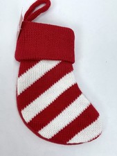 New Wondershop White Red Striped Knit Mini 8.5  Christmas Stocking Holiday