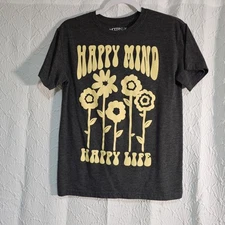 womens modern lux tee "Happy Mind Happy Life" quote size small