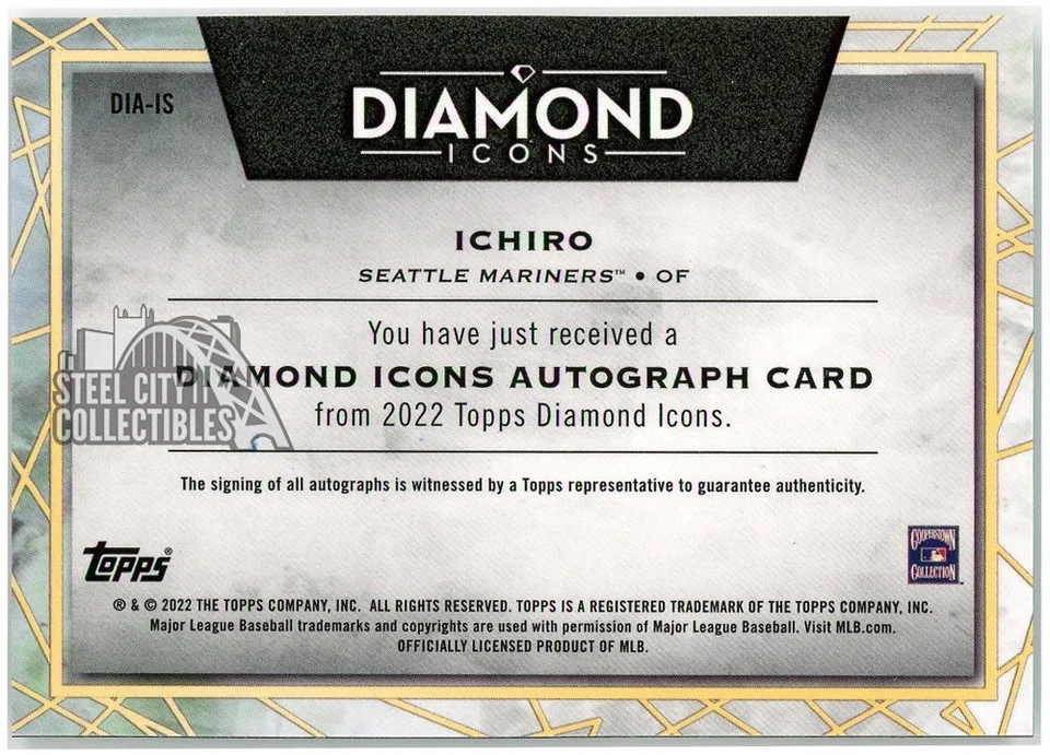Ichiro 2022 Topps Diamond Icons Auto 6/10 - Image 2 of 2