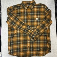 Carhartt Men Button Down Shirt Relaxed Fit Flannel Plaid Long Sleeve 2XL Tall