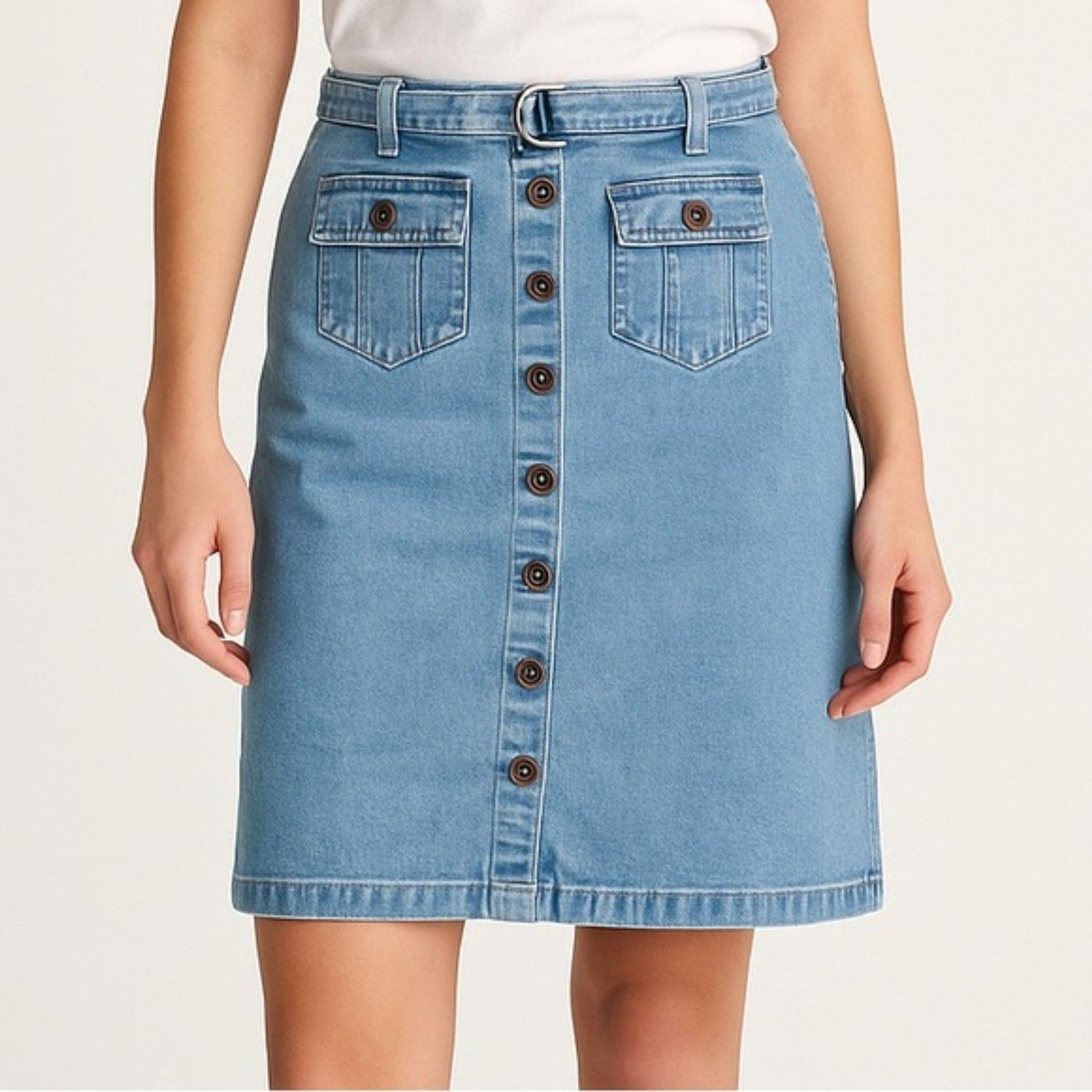 Vintage Basic Editions Light Wash Button Front Be… - image 1