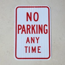 No Parking Any Time Metal Street Sign  12 x 18"