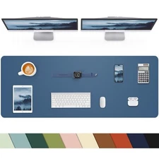 AFIING Large Desk mat Leather Desk Pad ProtectorOffice Desk MatMouse Pad Non-...
