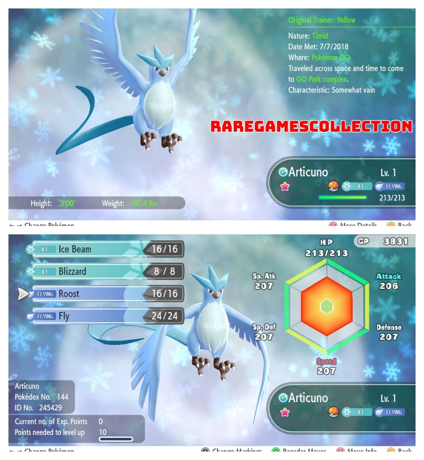 Articuno Zapdos Moltres Shiny Pokémon Let's Go Pikachu Eevee