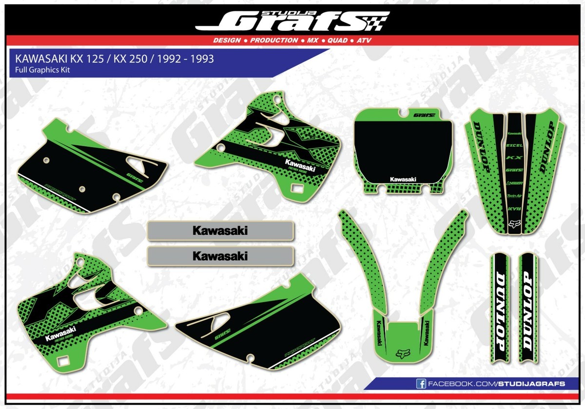 絵画 flk040085 1992 1993 KX 125 250 Graphics Kit For KAWASAKI KX125 KX250 Decal