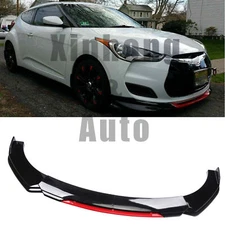 For Hyundai Veloster Front Bumper Lip Splitter Spoiler Body Kit Black+Red