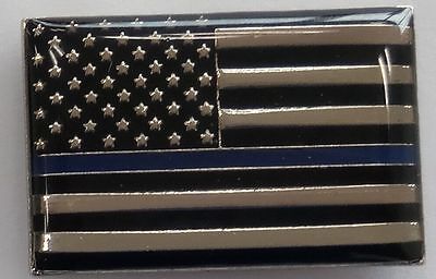 Thin Blue Line Law Enforcement Flag Lapel Hat Tie Pin Made in USA