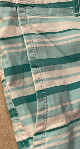 Banana Republic Cotton Chino Shorts Flat Front Pockets Striped Women’s 12 Blue - Picture 5 of 10