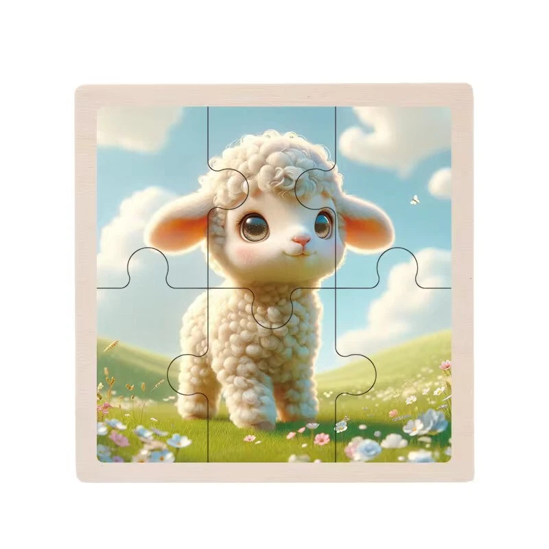 Puzzle Set - 6 niedliche Bauernhof-Babys, Puzzle aus Holz für Kinder - Bild 2 von 4