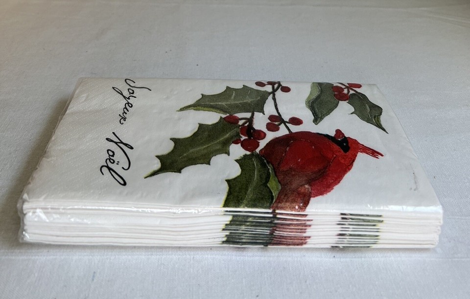 New Cynthia Dunn Designs 16 Guest Towels Buffet Napkins Cardinal