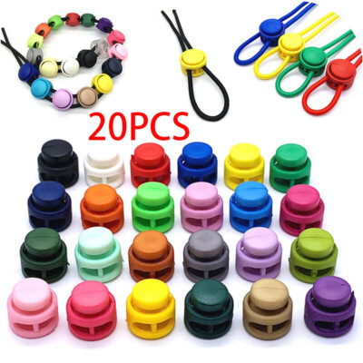 20Pcs Toggle 2-Hole Spring Elastic Cord Lock Clip End Stopper Shoelaces Fastener