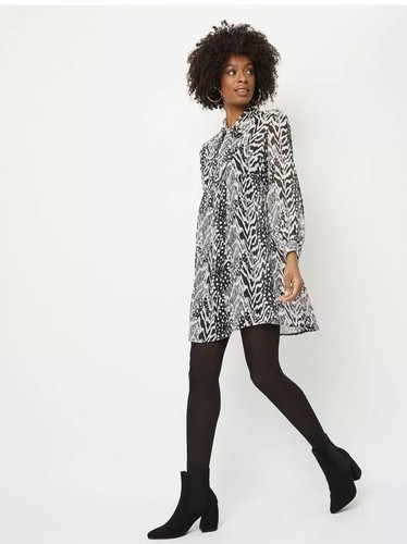 White Animal Print Bow Tie Dress Size 