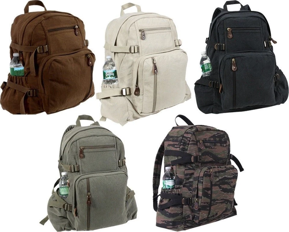 Mochila Escolar Grande, Lona Lavada Paquete Grande Mochila Escuela Trabajo Bolsa de Viaje Foto 2 de 3