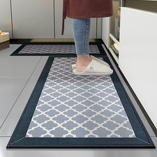 2 Pieces Non Slip Absorbent Kitchen Floor Mat for Standing Front Sink - Non-Skid