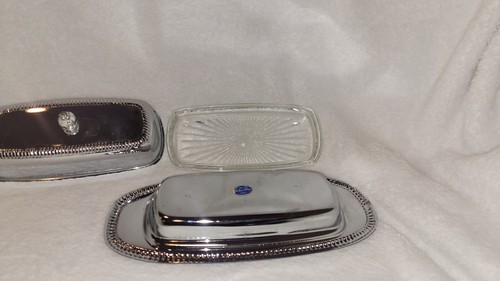 Vintage Shelton-Ware Chrome Covered Butter Dish W Glass Insert NYC - Picture 4 of 8