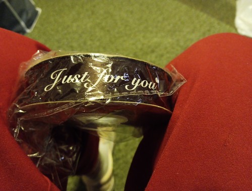 3/4” Gift Wrap Ribbon, Brown "Just For You" Priced per Yard - Picture 2 of 2