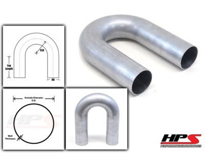 HPS 3.25'' 83mm OD 180 Degree U Bend 6061 Aluminum Tube Pipe 16 Gauge 4.5'' CLR