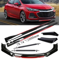 Gloss Black Strut Rod Front Bumper Lip Spoiler Splitter For Chevrolet Cruze/