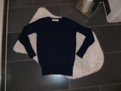 Neu zara feinstrick pullover S M Dunkelblau basic pulli knöpfe Top