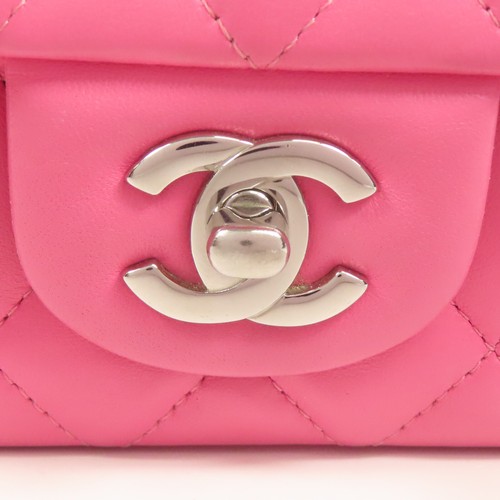 CHANEL CC SHW Mini Classic 20 Chain Shoulder Bag Lambskin Leather Pink - 第 8/14 張圖片